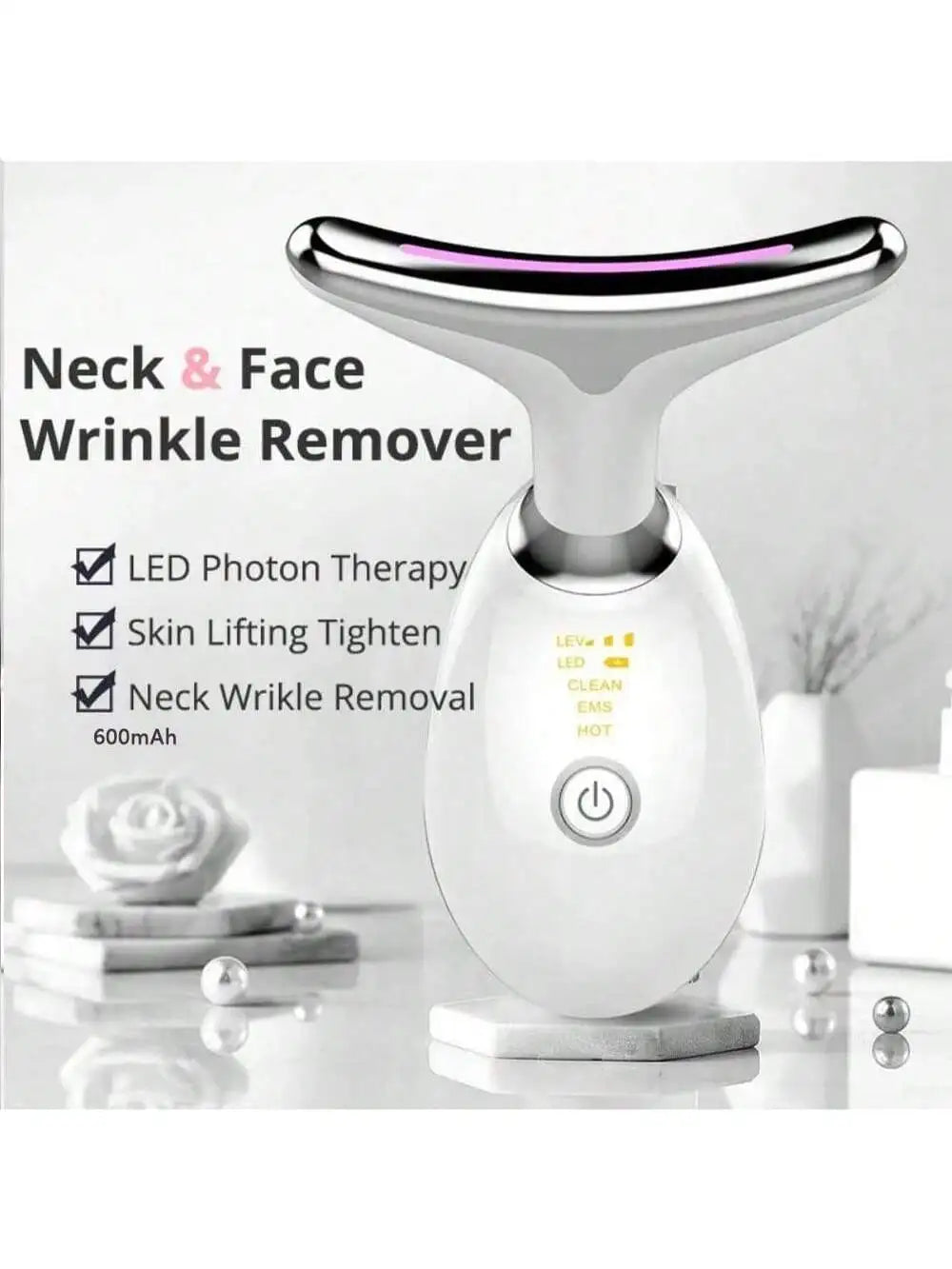 Dispositif de levage du visage du cou EMS Microcourant LED Photon Thérapie Vibration Massager du visage Anti-rides Raffermissement Outils de soins de la peau