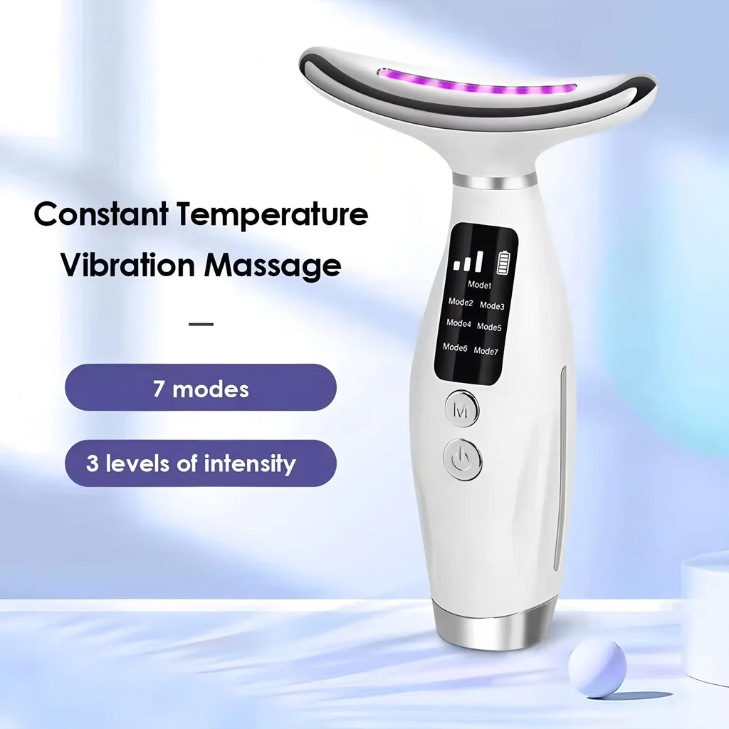 Dispositif de levage du visage du cou EMS Microcourant LED Photon Thérapie Vibration Massager du visage Anti-rides Raffermissement Outils de soins de la peau