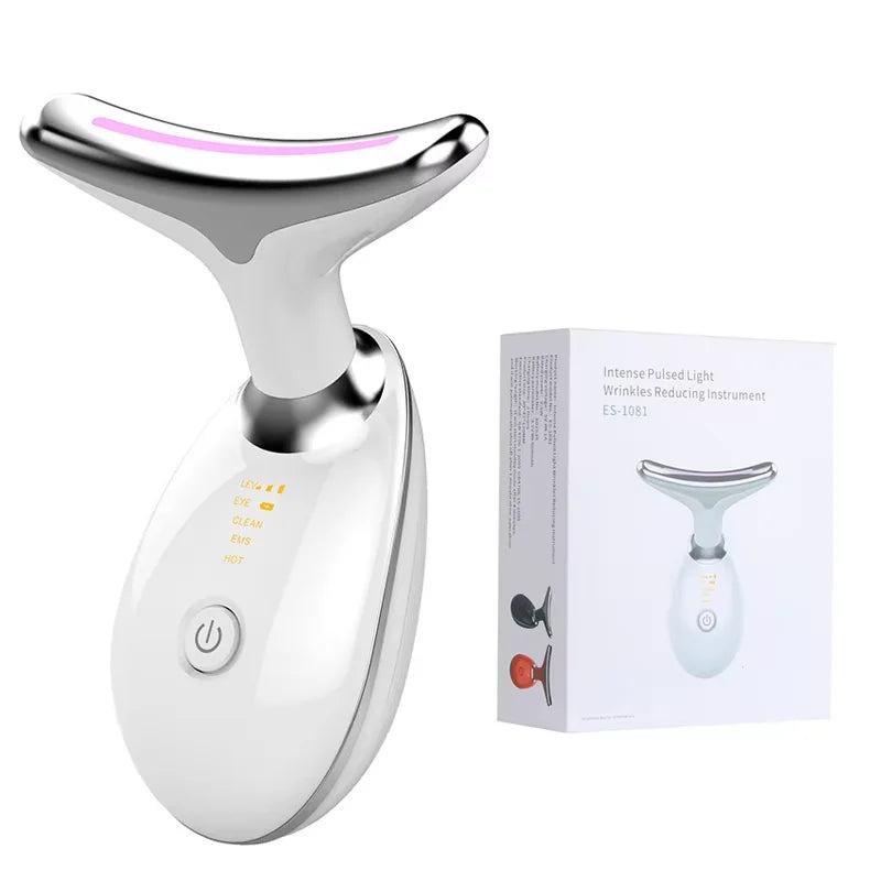 Dispositif de levage du visage du cou EMS Microcourant LED Photon Thérapie Vibration Massager du visage Anti-rides Raffermissement Outils de soins de la peau